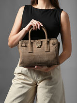 Sac Port� Main S Equestre Croco Cuir Etrier Marron equestre croco EEQC142S-vue-porte