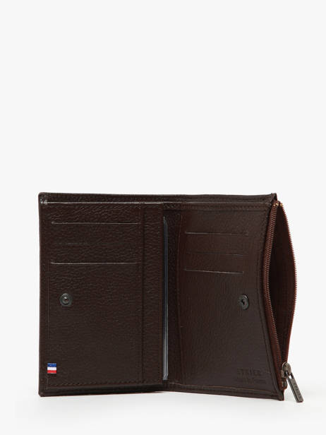 Wallet With Coin Purse Leather Etrier Brown madras EMAD619 other view 1